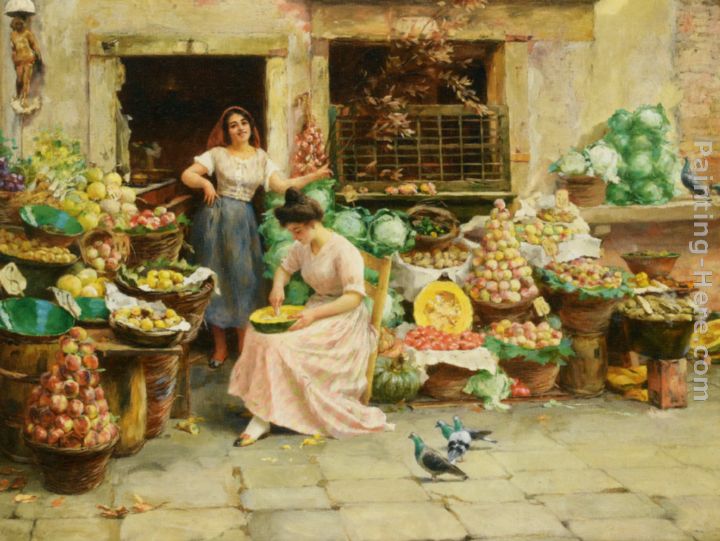 Fruit Sellers painting - Stefano Novo Fruit Sellers art painting